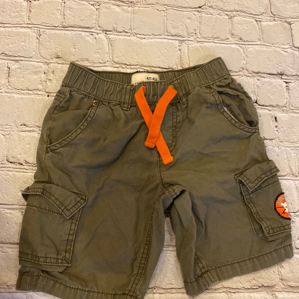 Military green cargo shorts